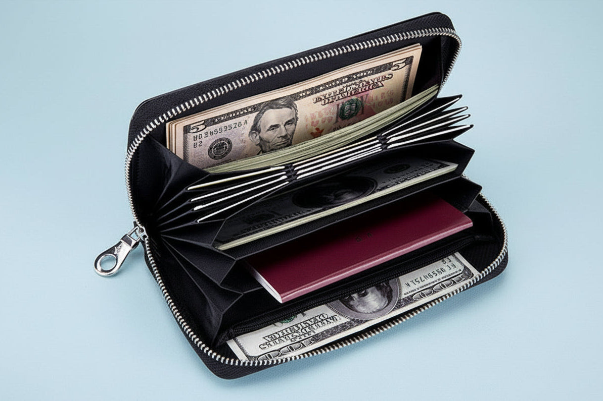 Zip & Go™ Leather Clutch Wallet