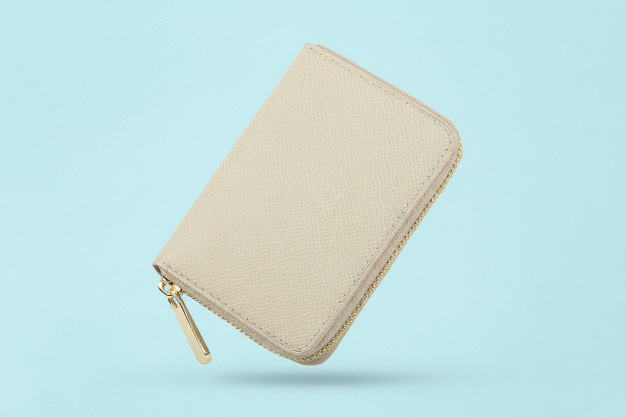 Compact Saffiano Leather Zip-Around Wallet