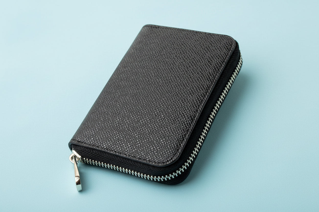 Compact Saffiano Leather Zip-Around Wallet