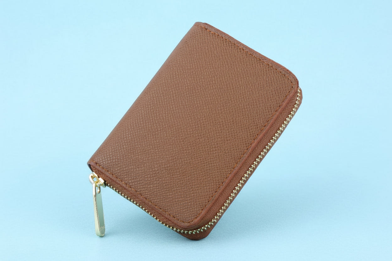 Compact Saffiano Leather Zip-Around Wallet