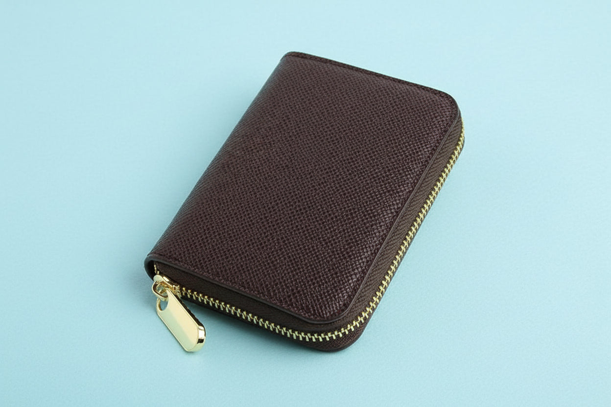 Compact Saffiano Leather Zip-Around Wallet