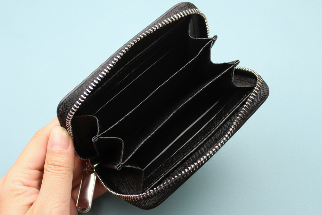 Compact Saffiano Leather Zip-Around Wallet