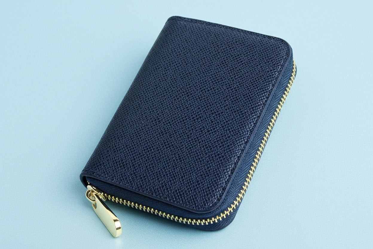 Compact Saffiano Leather Zip-Around Wallet