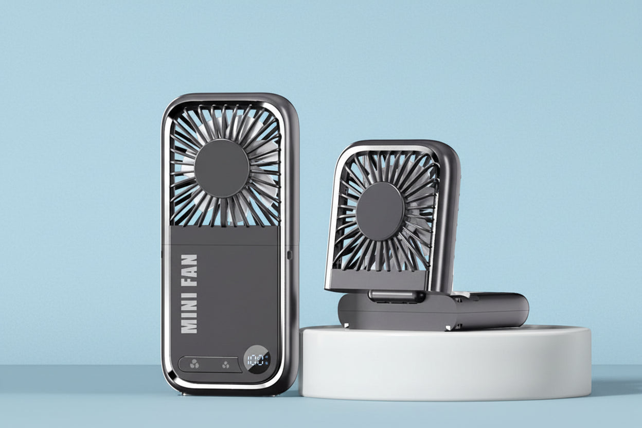 Chill & Charge: The Pocket Breeze Fan and Charger