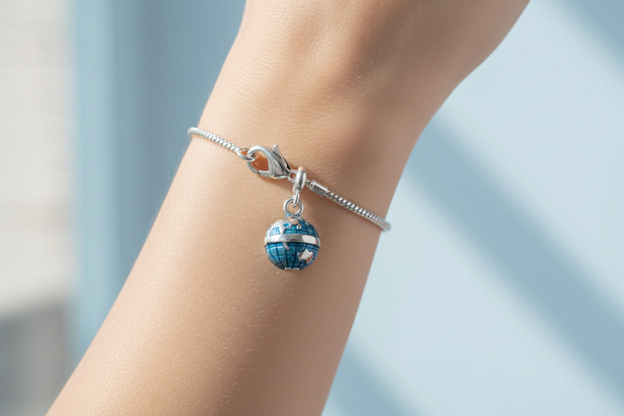 Little World, Big Dreams™ Globe Charm - 925 Sterling Silver