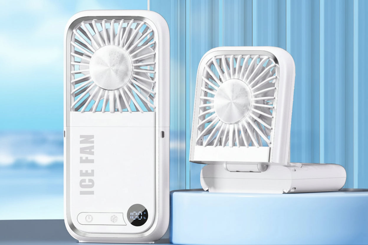 Chill & Charge: The Pocket Breeze Fan and Charger
