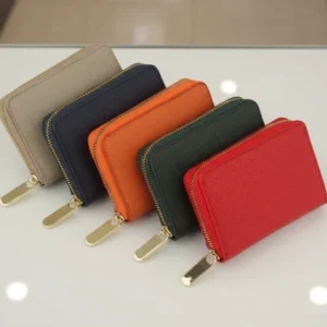 Compact Saffiano Leather Zip-Around Wallet